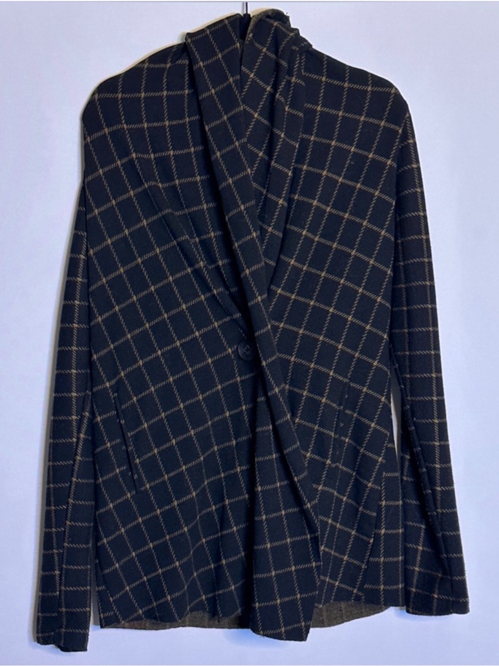 Sanctuary Black Windowpane Plaid Draped Blazer Jacket XS